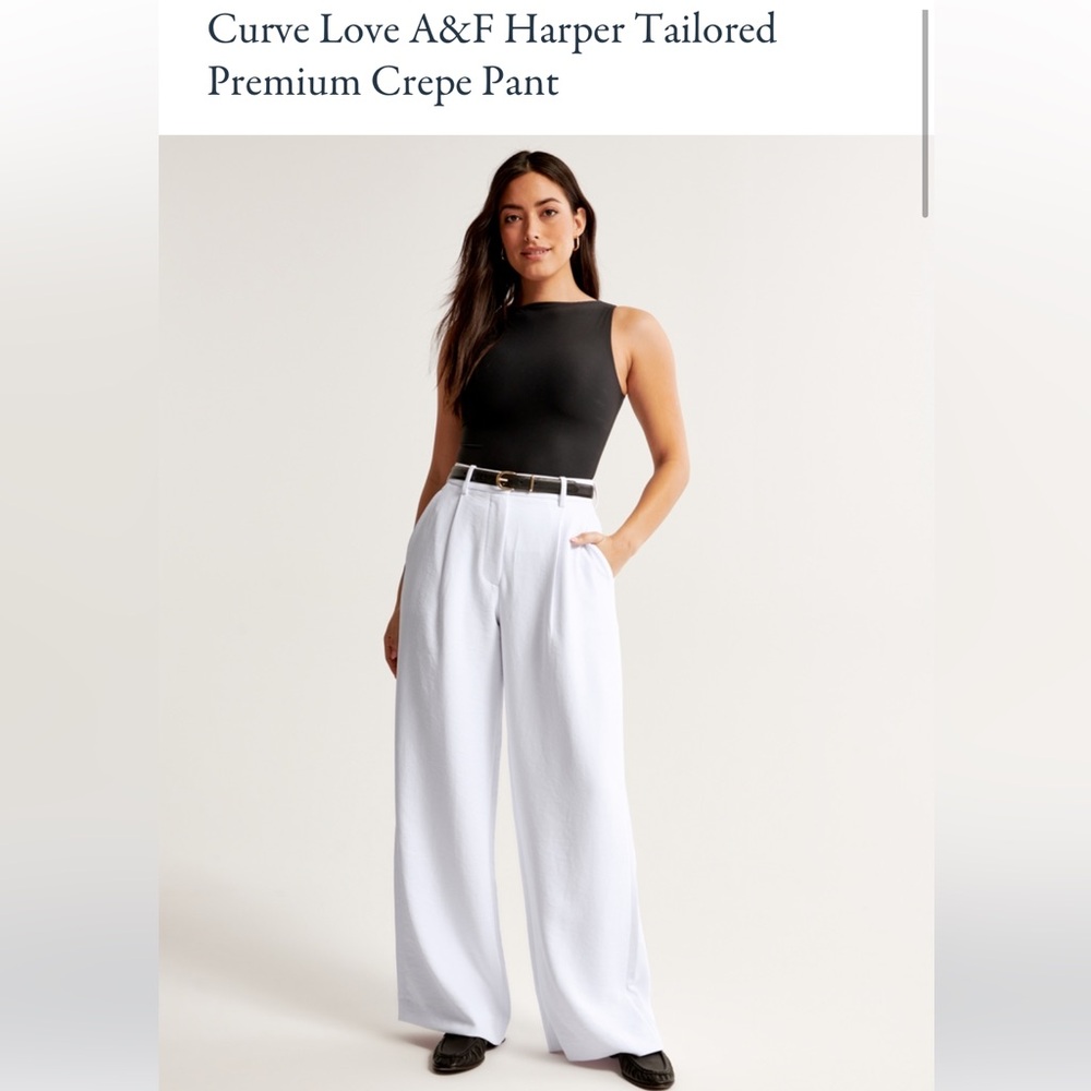 Curve Love A&F Harper Tailored Premium Crepe Pants- White